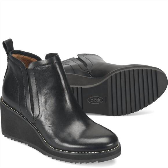 NEW SOFFT women's emeree wedge boot in black leather - Picture 1 of 6